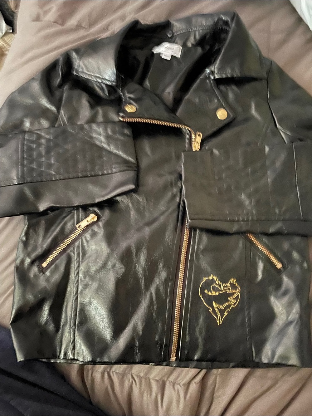 Kids Disney Descendants DragonHeart Faux Leather Jacket Size Large 12 Girls/Boys